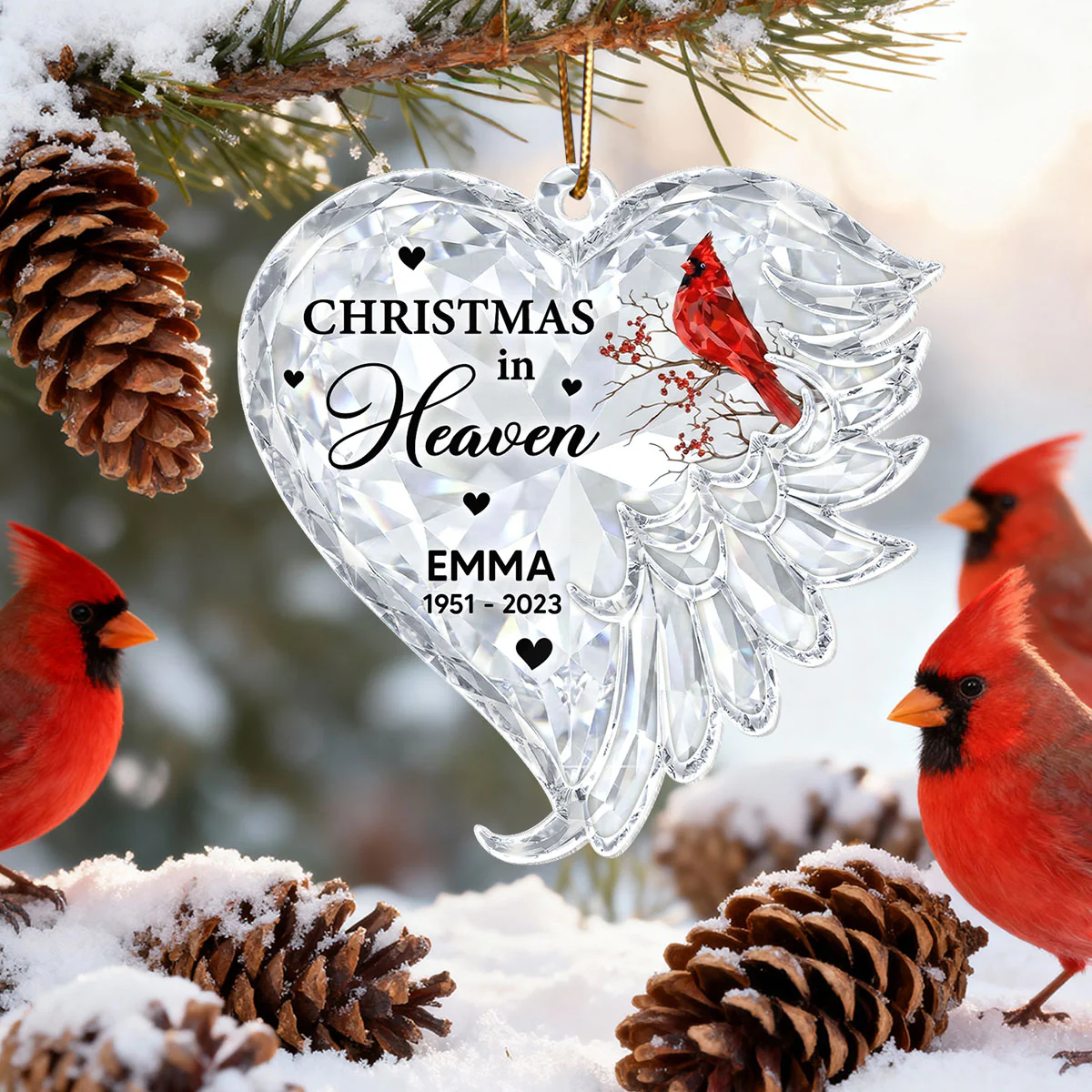3D Crystal Effect Christmas in Heaven - Personalized Acrylic Ornament - Remembrance Gift, Sympathy Gift For Whole Family, Extended Family - Image 9