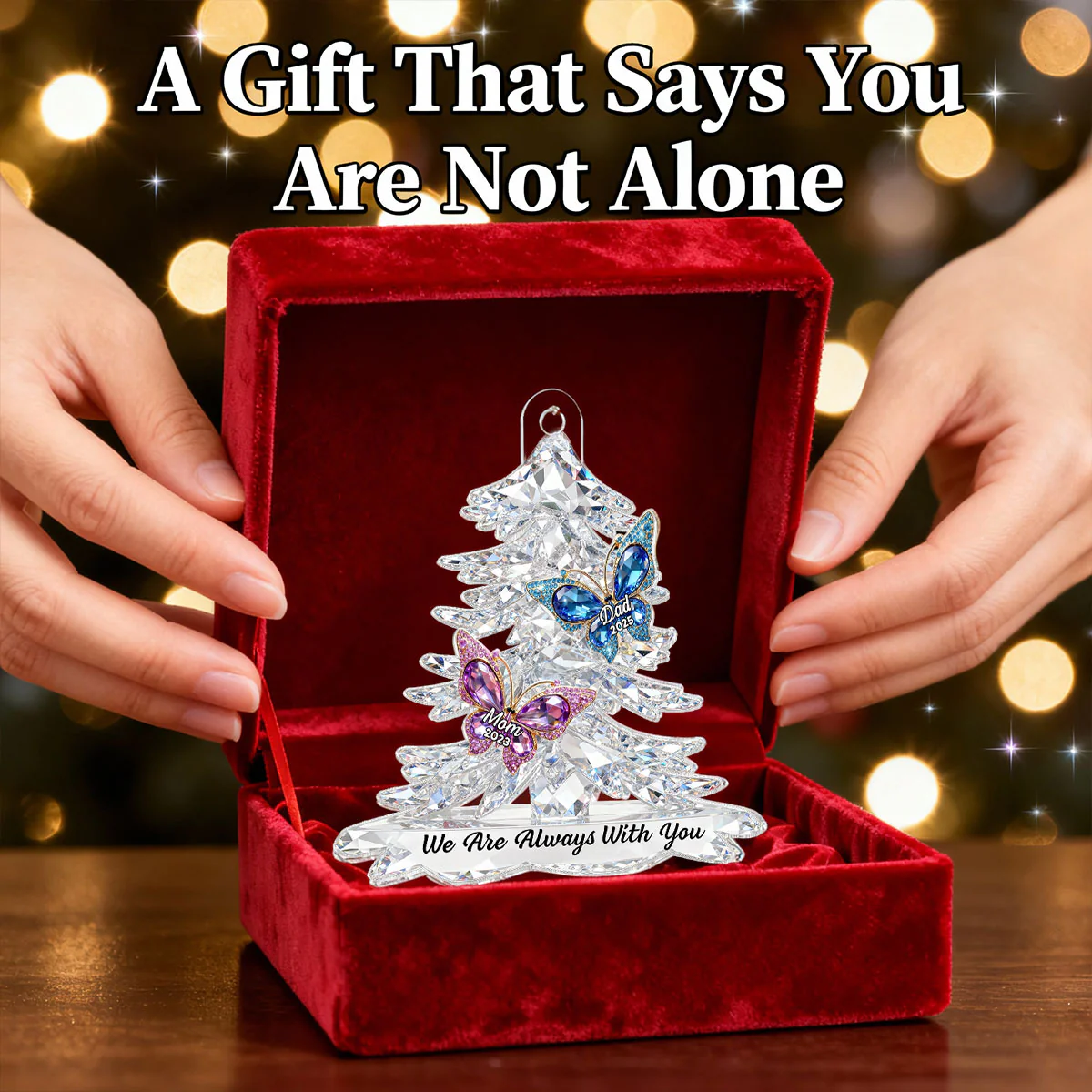 3D Effect Flat Christmas Tree Butterfly Memorial - Personalized Acrylic Ornament - Remembrance Gift, Sympathy Gift - Image 9