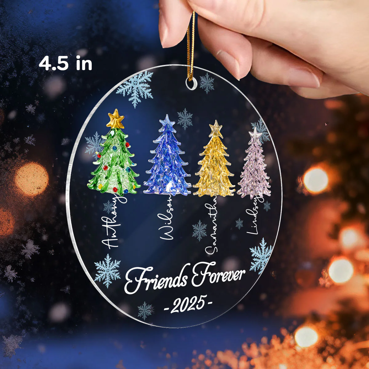 3D Crystal Effect Christmas Trees Best Friends Forever - Personalized Acrylic Ornament - Gift For Besties - Image 2