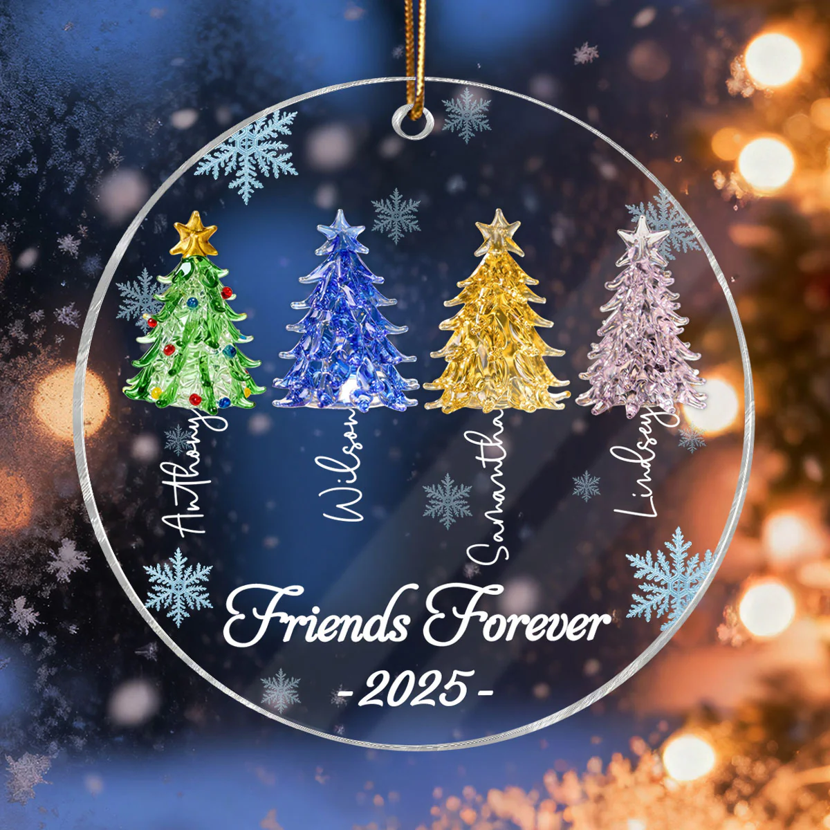 3D Crystal Effect Christmas Trees Best Friends Forever - Personalized Acrylic Ornament - Gift For Besties - Image 4