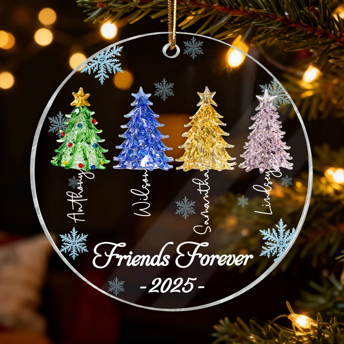 3D Crystal Effect Christmas Trees Best Friends Forever - Personalized Acrylic Ornament - Gift For Besties - Image 6