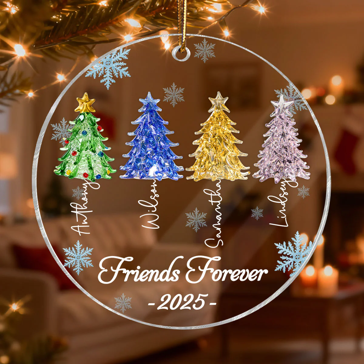 3D Crystal Effect Christmas Trees Best Friends Forever - Personalized Acrylic Ornament - Gift For Besties - Image 8