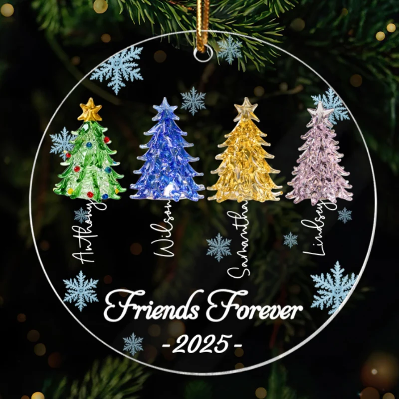 3D Crystal Effect Christmas Trees Best Friends Forever - Personalized Acrylic Ornament - Gift For Besties - Image 9