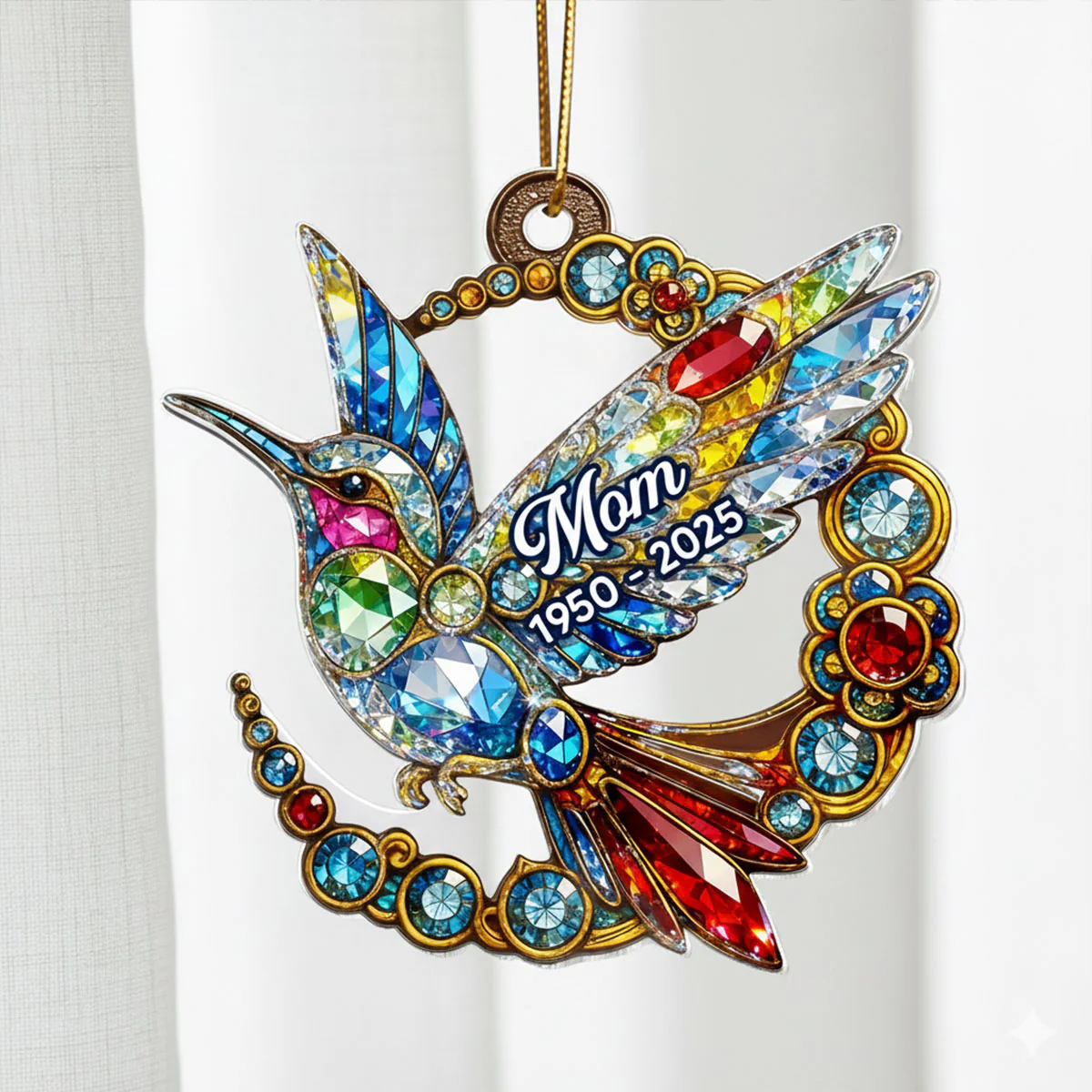 3D Crystal Effect Colorful Hummingbird Memorial - Personalized Acrylic Ornament - Remembrance Gift, Sympathy Gift - Image 13