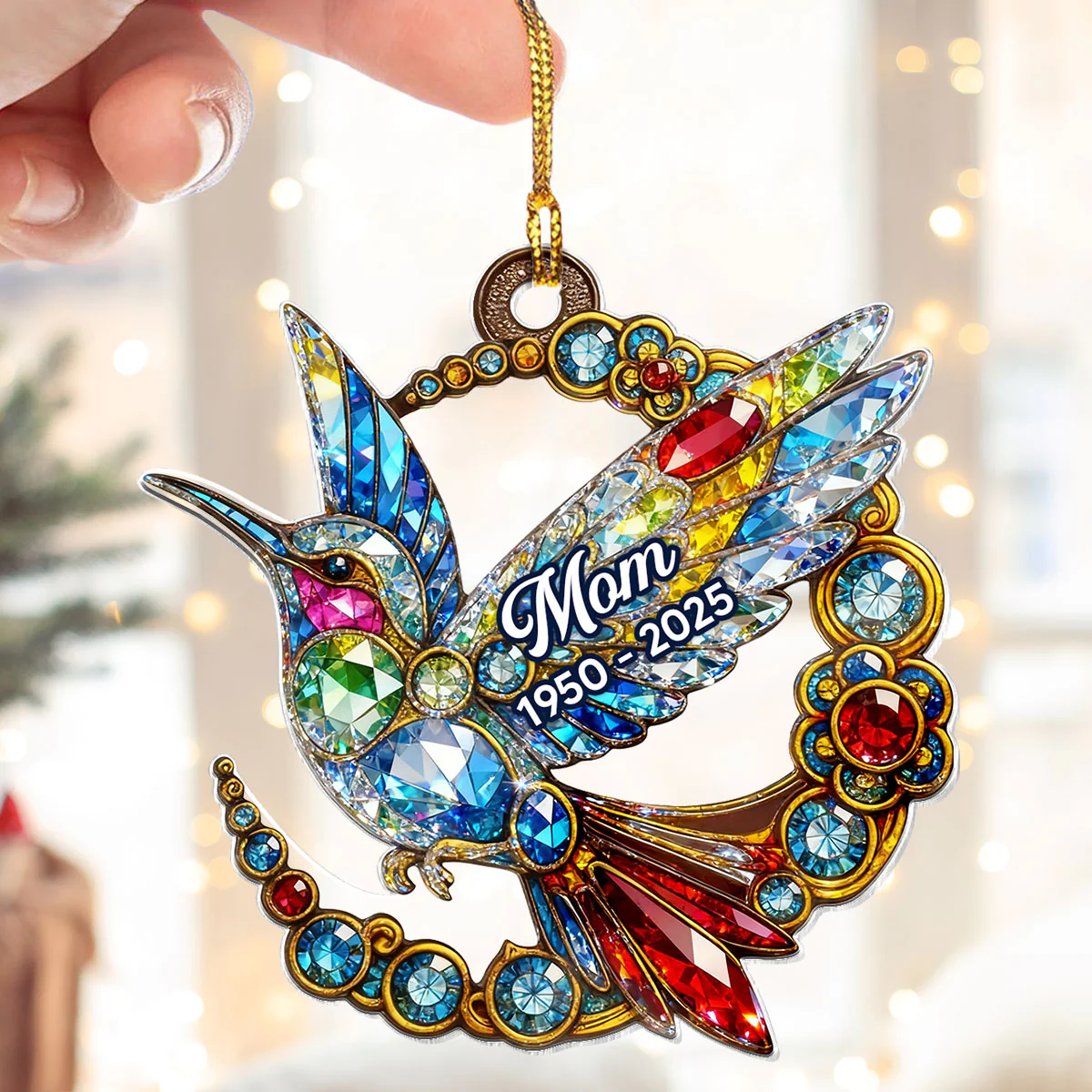 3D Crystal Effect Colorful Hummingbird Memorial - Personalized Acrylic Ornament - Remembrance Gift, Sympathy Gift - Image 4