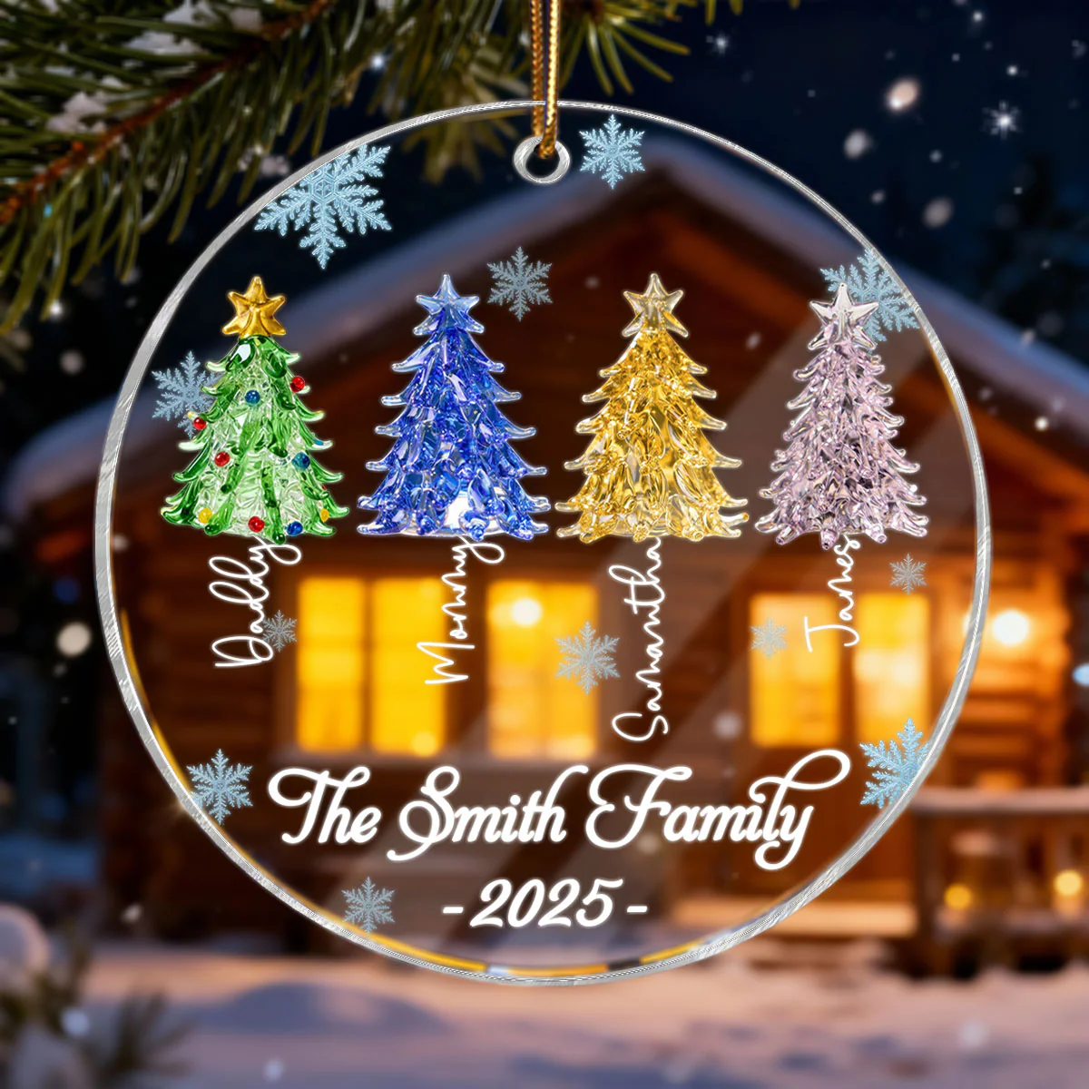 3D Crystal Effect Family Christmas Trees - Personalized Acrylic Ornament - Gift For Family - Image 6