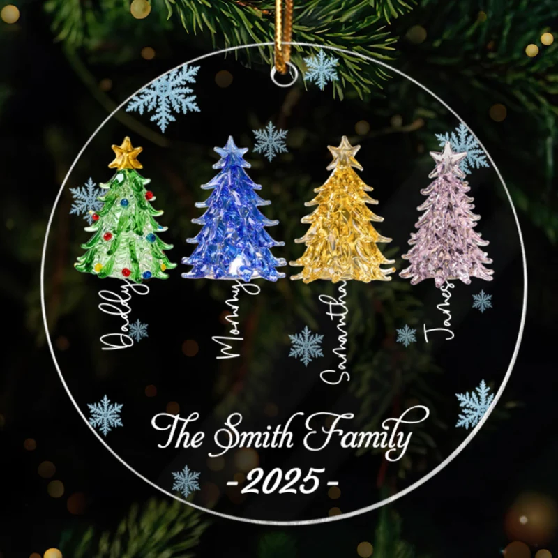 3D Crystal Effect Family Christmas Trees - Personalized Acrylic Ornament - Gift For Family - Image 8