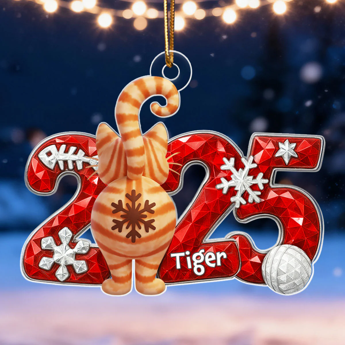 3D Crystal Effect Funny Cat Back View - Personalized Acrylic Ornament - Christmas Gift for Cat Lovers - Image 7