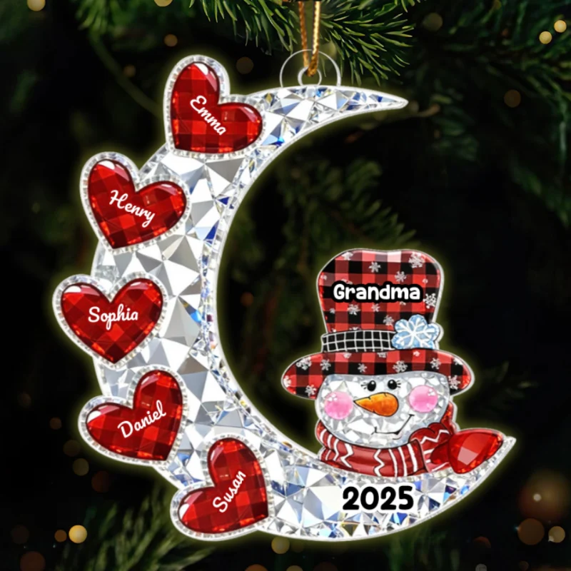 3D Crystal Effect Grandma Grandkid Moon Heart - Personalized Acrylic Ornament - Christmas Gift for Grandma, Grandkids - Image 10