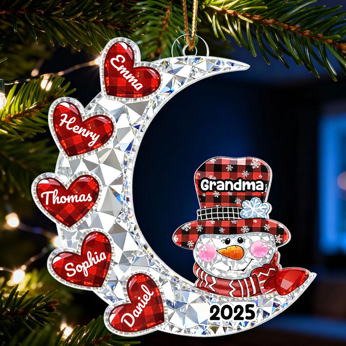 3D Crystal Effect Grandma Grandkid Moon Heart - Personalized Acrylic Ornament - Christmas Gift for Grandma, Grandkids - Image 4