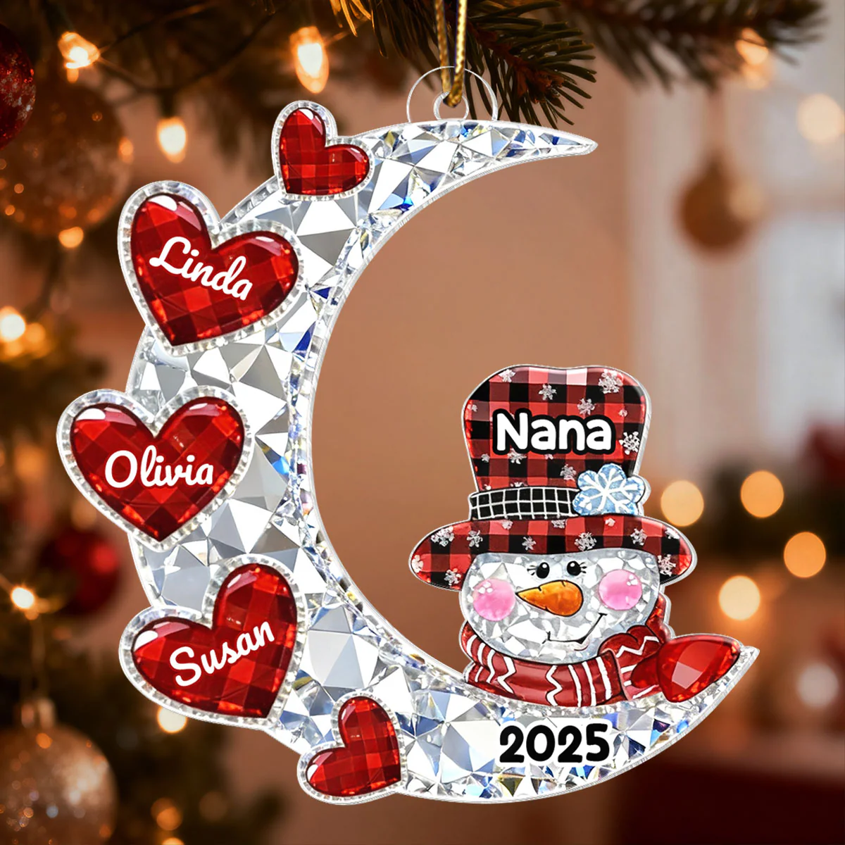 3D Crystal Effect Grandma Grandkid Moon Heart - Personalized Acrylic Ornament - Christmas Gift for Grandma, Grandkids - Image 5