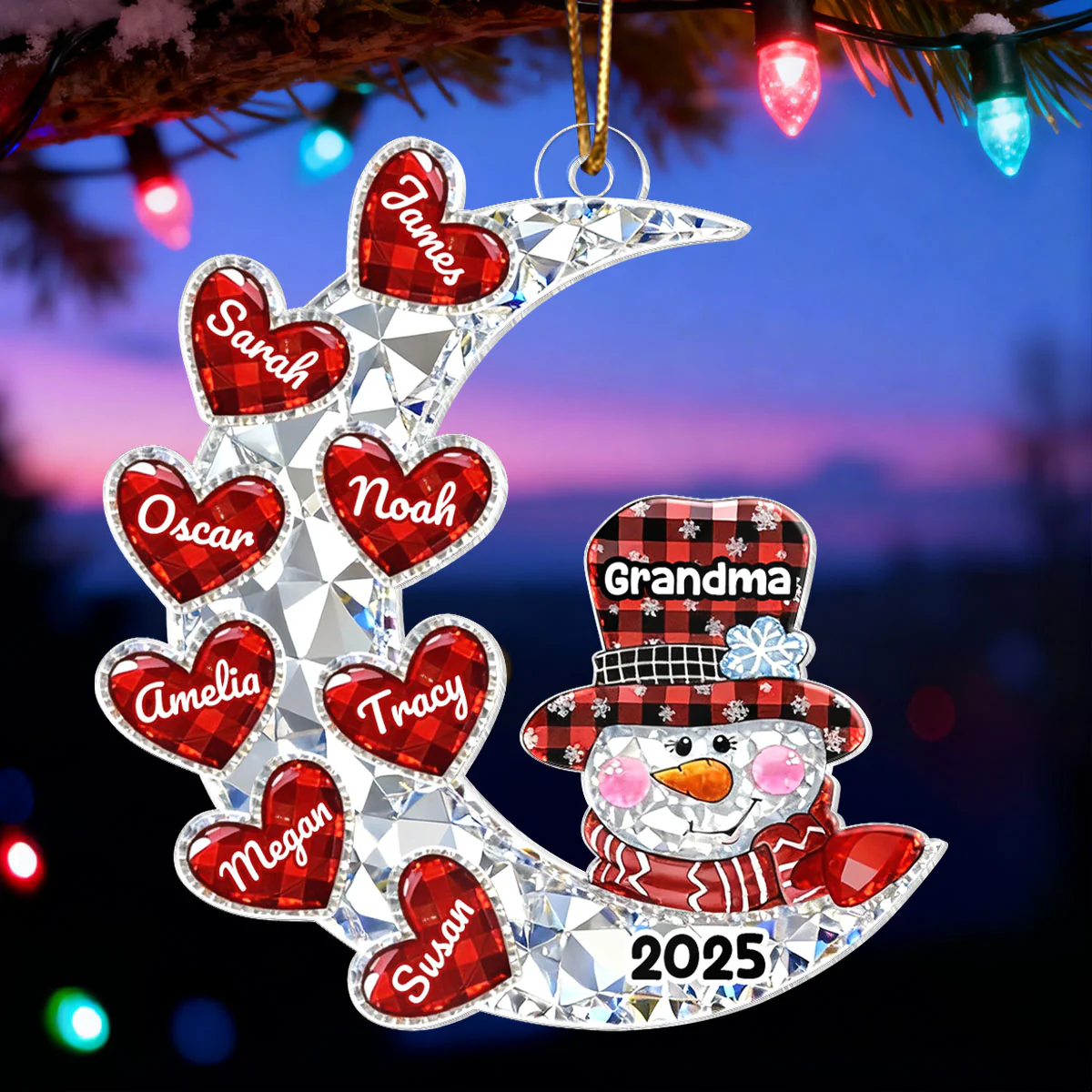 3D Crystal Effect Grandma Grandkid Moon Heart - Personalized Acrylic Ornament - Christmas Gift for Grandma, Grandkids - Image 6