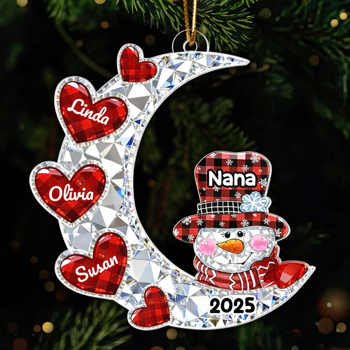 3D Crystal Effect Grandma Grandkid Moon Heart - Personalized Acrylic Ornament - Christmas Gift for Grandma, Grandkids - Image 8