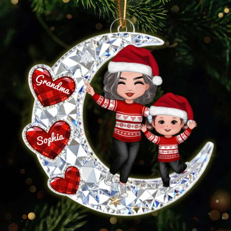 3D Crystal Effect Happy Grandma Grandkids - Personalized Acrylic Ornament - Christmas Gift for Grandma, Grandkids - Image 10