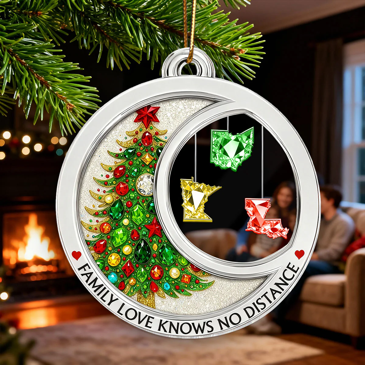 3D Crystal Effect Long Distance Family Love Knows No Distance - Personalized Acrylic Ornament - Image 10