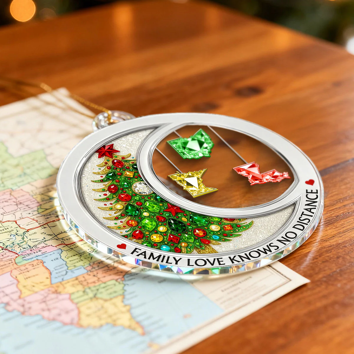3D Crystal Effect Long Distance Family Love Knows No Distance - Personalized Acrylic Ornament - Image 11