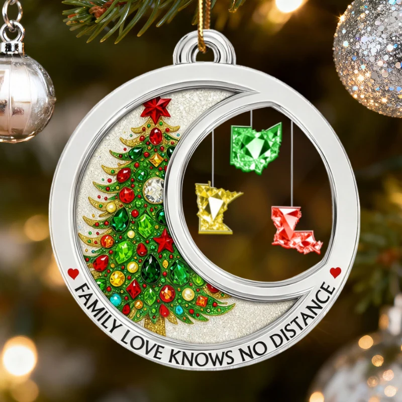 3D Crystal Effect Long Distance Family Love Knows No Distance - Personalized Acrylic Ornament - Image 12