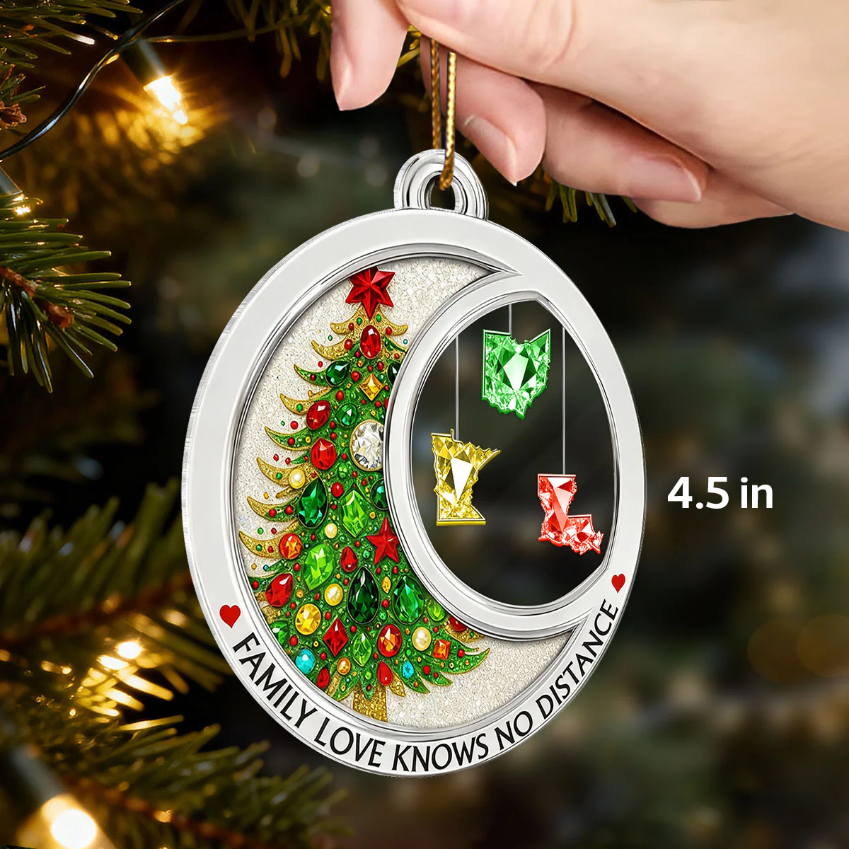 3D Crystal Effect Long Distance Family Love Knows No Distance - Personalized Acrylic Ornament - Image 2
