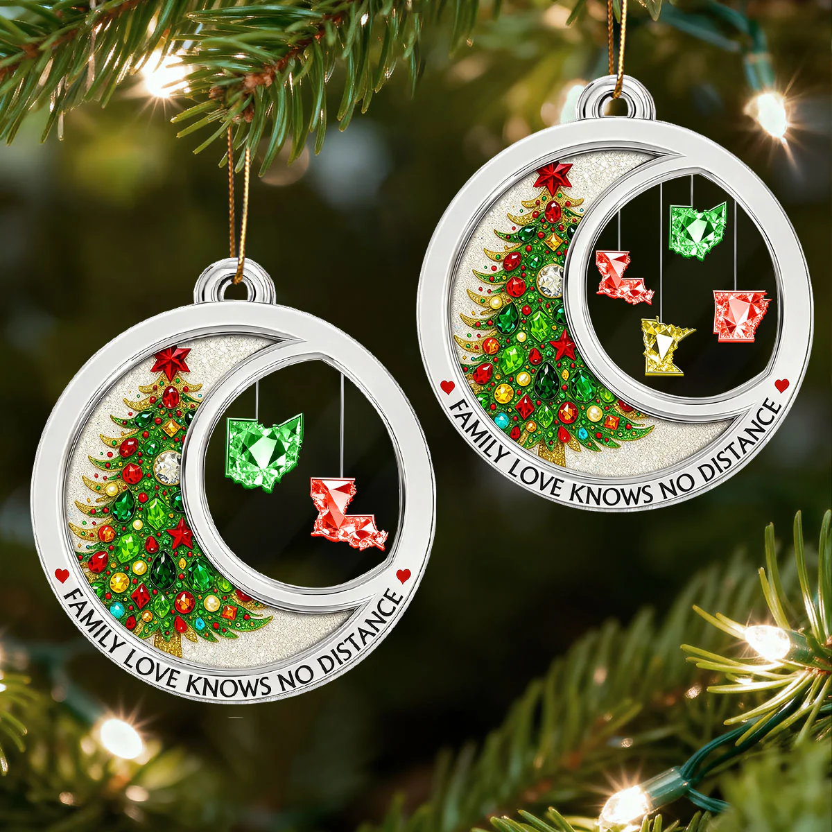 3D Crystal Effect Long Distance Family Love Knows No Distance - Personalized Acrylic Ornament - Image 3