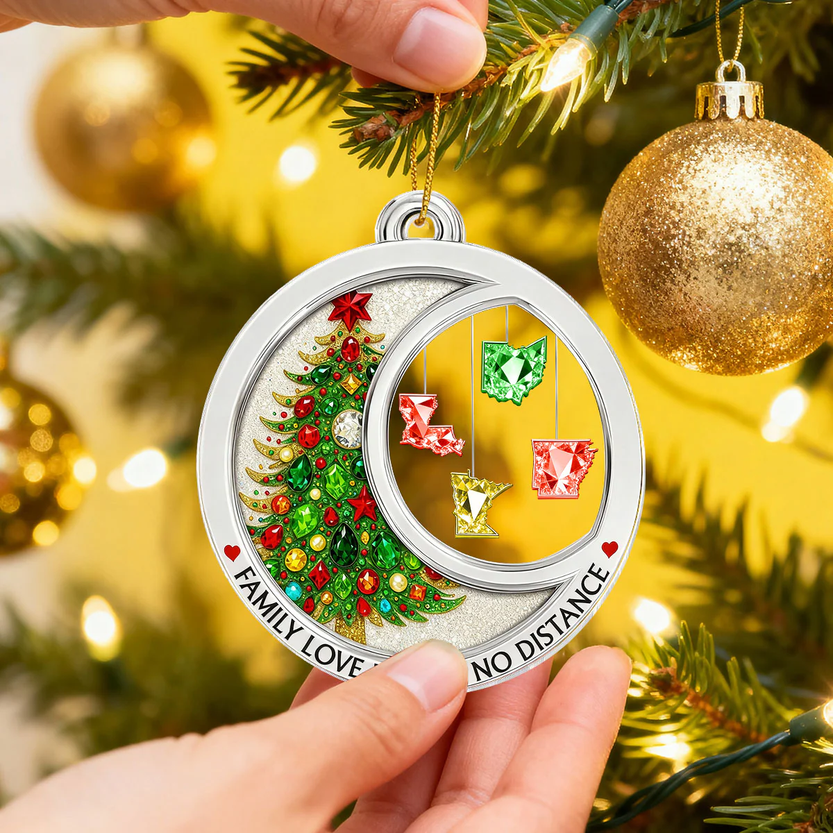 3D Crystal Effect Long Distance Family Love Knows No Distance - Personalized Acrylic Ornament - Image 4