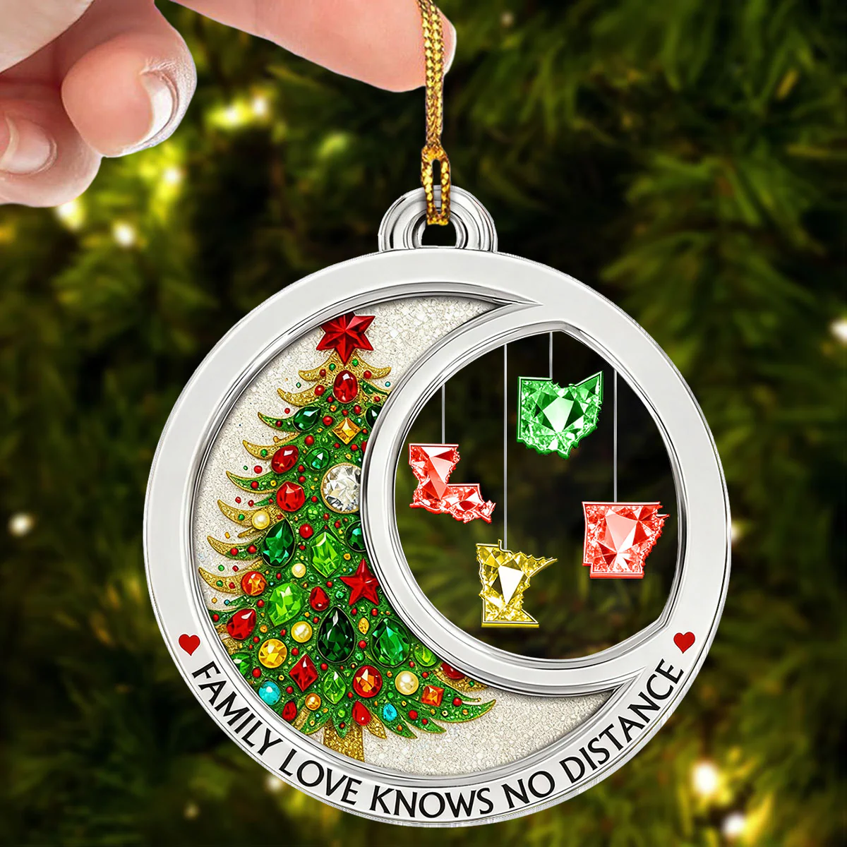 3D Crystal Effect Long Distance Family Love Knows No Distance - Personalized Acrylic Ornament - Image 5