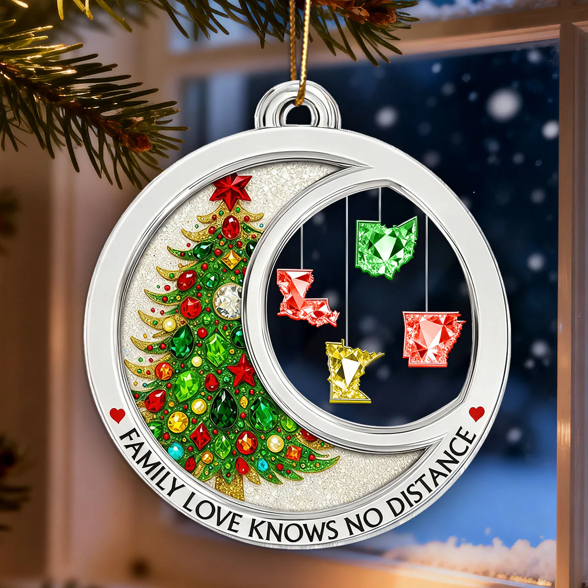 3D Crystal Effect Long Distance Family Love Knows No Distance - Personalized Acrylic Ornament - Image 8