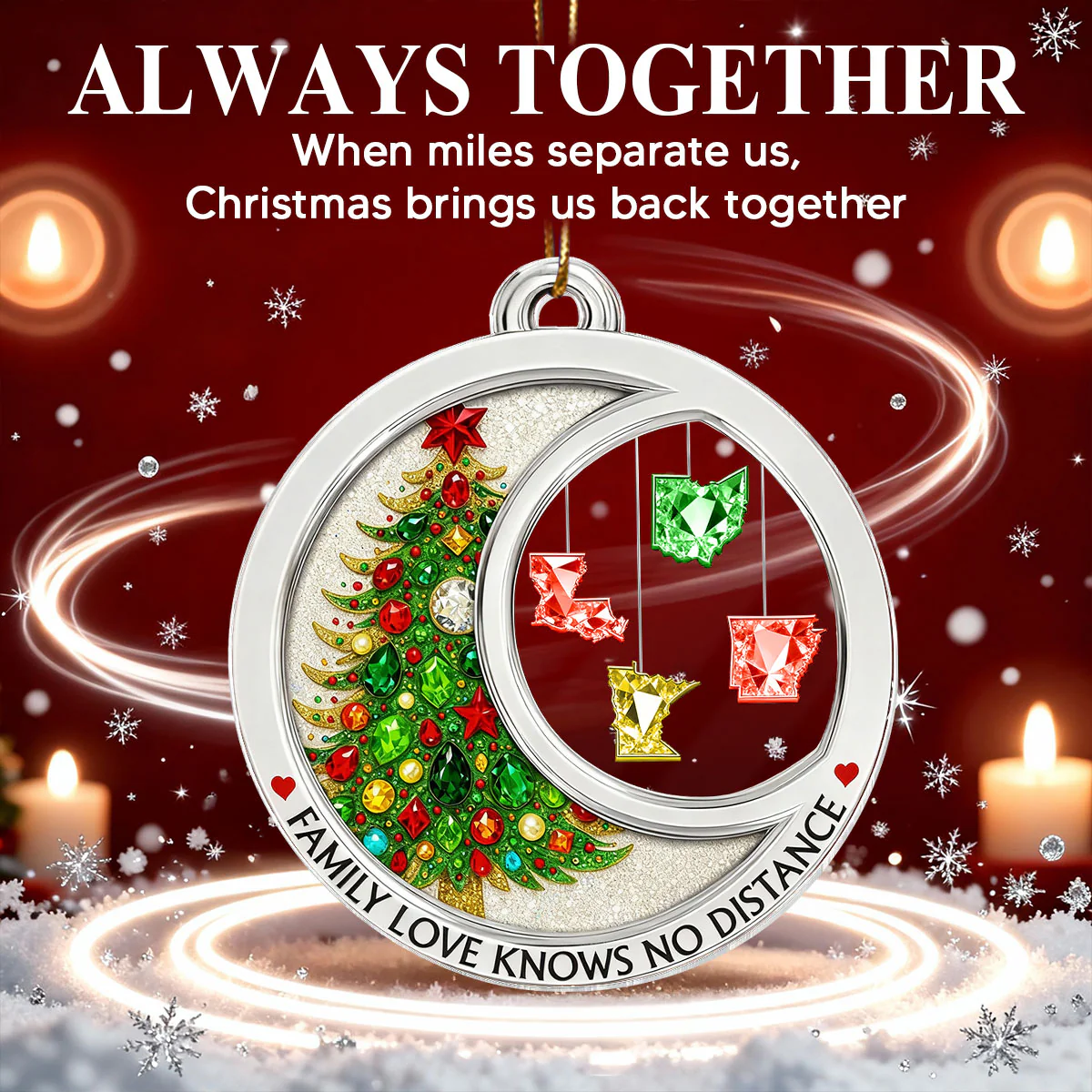 3D Crystal Effect Long Distance Family Love Knows No Distance - Personalized Acrylic Ornament - Image 9