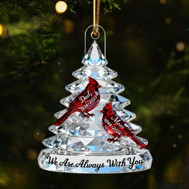 3D Effect Memorial Tree Cardinals - Personalized Acrylic Ornament - Remembrance Gift, Sympathy Gift For Whole Family, Extended Family - Image 11
