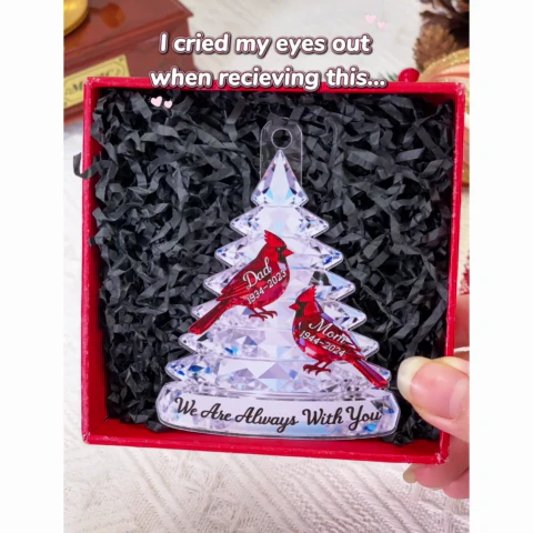 3D Effect Memorial Tree Cardinals - Personalized Acrylic Ornament - Remembrance Gift, Sympathy Gift For Whole Family, Extended Family - Image 4