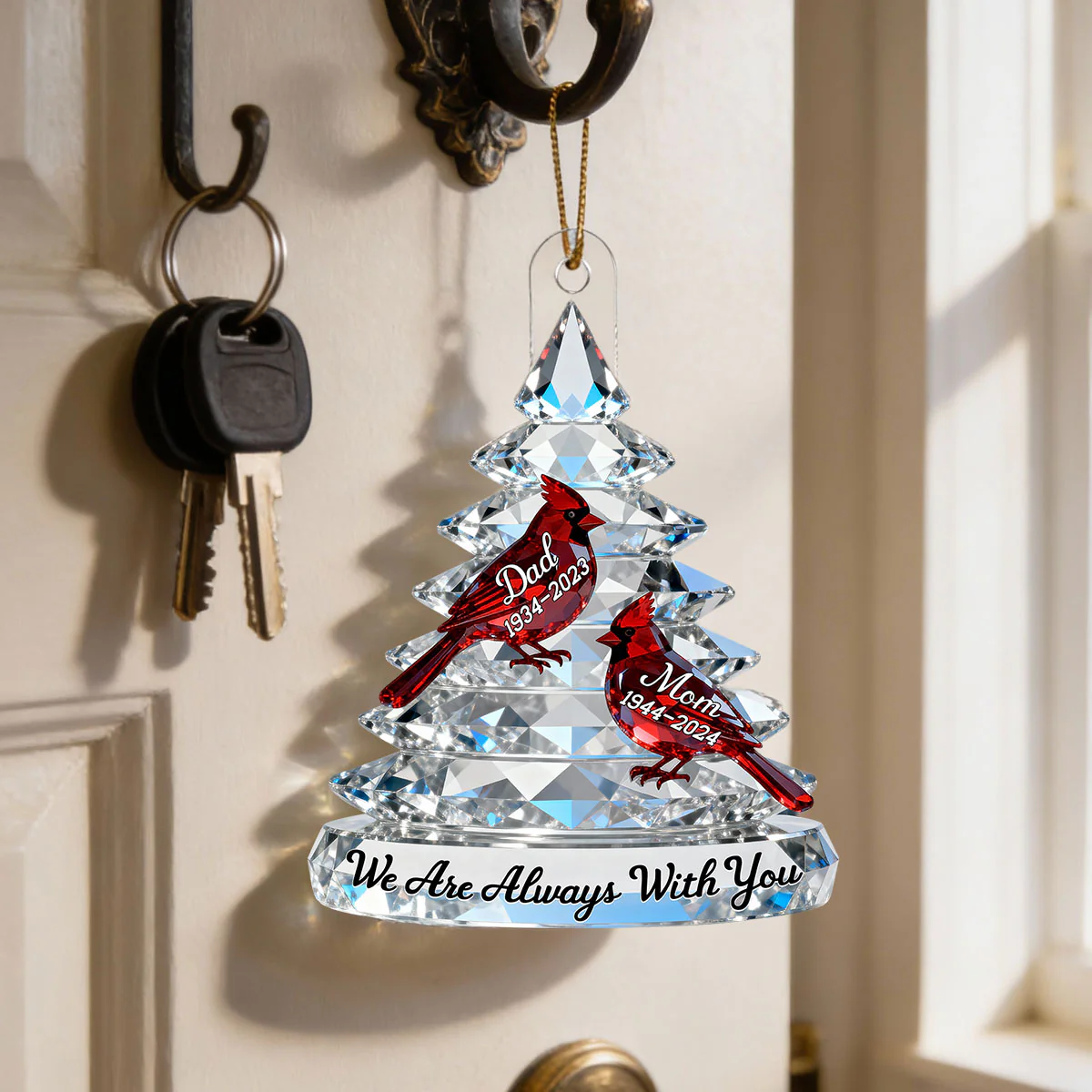 3D Effect Memorial Tree Cardinals - Personalized Acrylic Ornament - Remembrance Gift, Sympathy Gift For Whole Family, Extended Family - Image 5