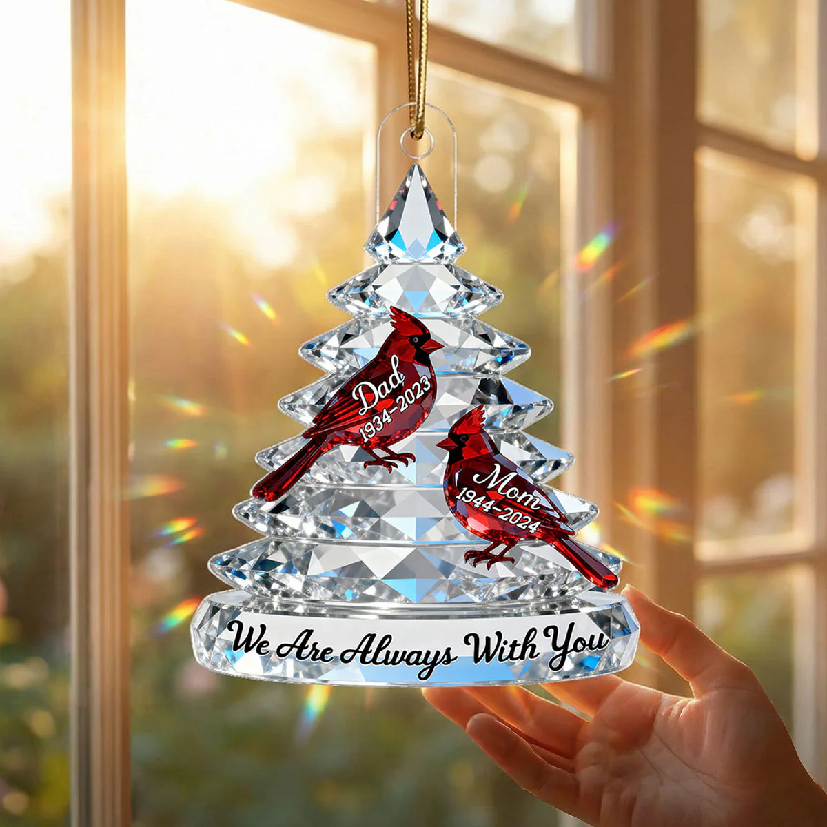 3D Effect Memorial Tree Cardinals - Personalized Acrylic Ornament - Remembrance Gift, Sympathy Gift For Whole Family, Extended Family - Image 7
