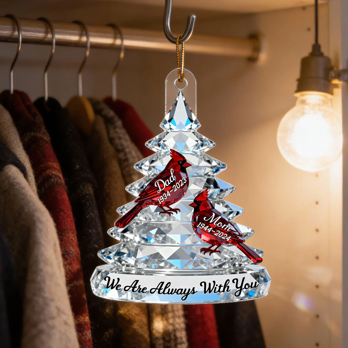 3D Effect Memorial Tree Cardinals - Personalized Acrylic Ornament - Remembrance Gift, Sympathy Gift For Whole Family, Extended Family - Image 8