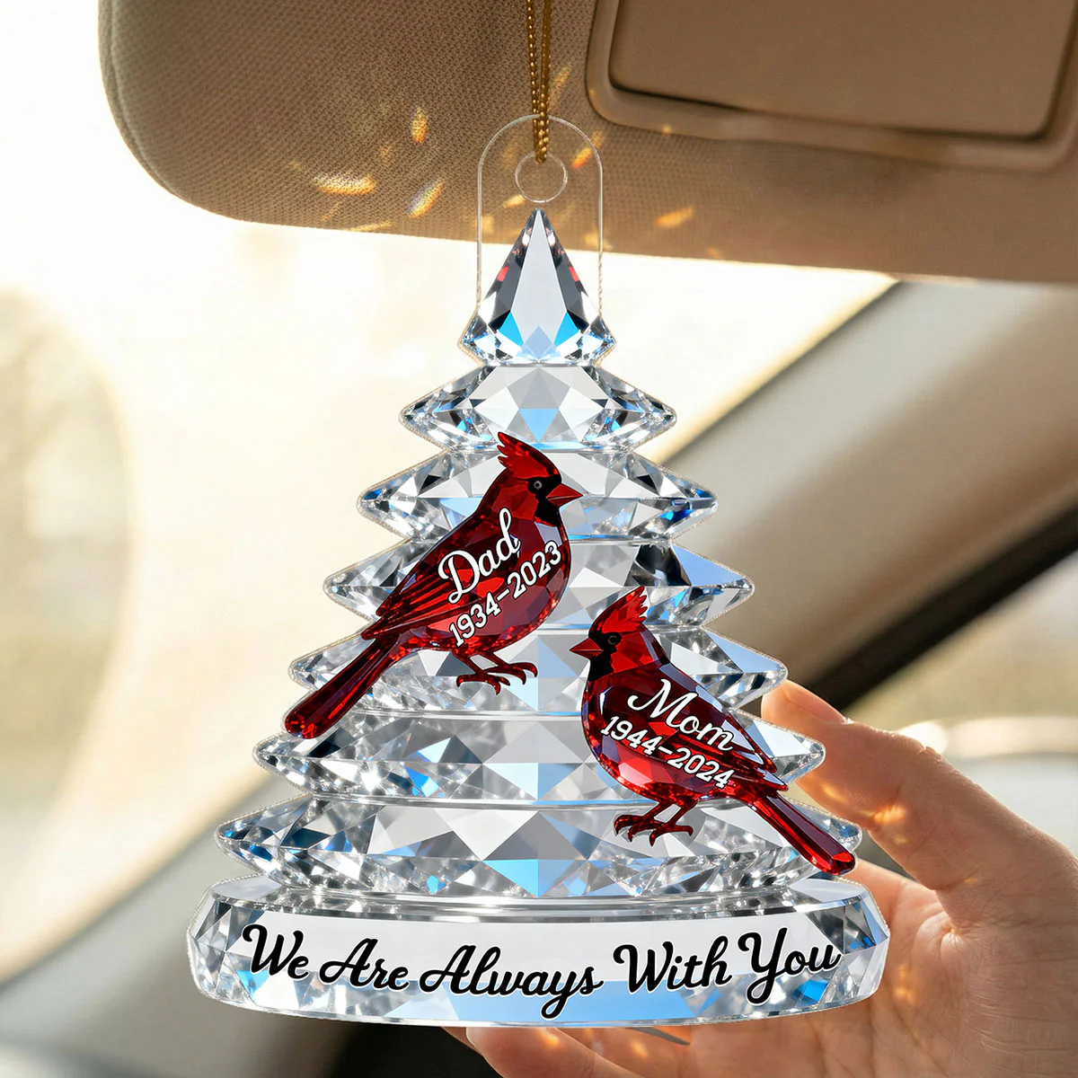 3D Effect Memorial Tree Cardinals - Personalized Acrylic Ornament - Remembrance Gift, Sympathy Gift For Whole Family, Extended Family - Image 9