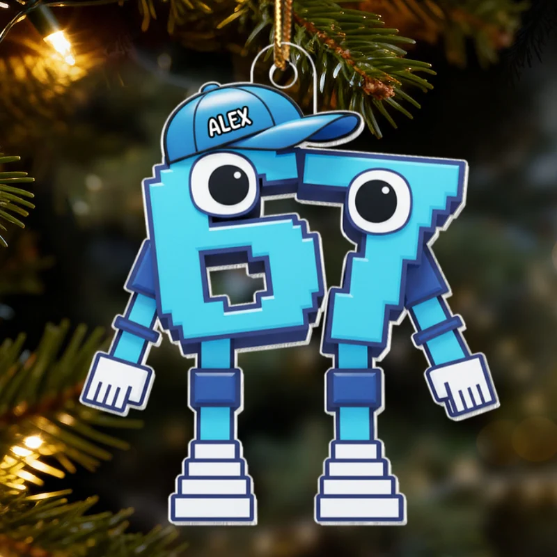 3D Effect 67 Brain Rot Christmas Ornament – Personalize Funny Roblox Style Kid Gift - Image 14