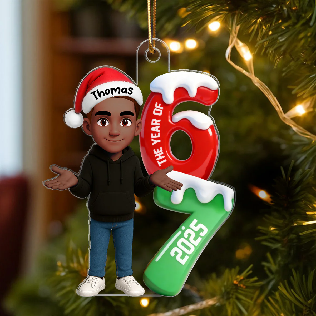 3D Effect 67 Six Seven 2025 Slang Christmas - Personalized Acrylic Ornament - Funny Christmas Gift For Teen, Grandkid, Gen Alpha - Image 4