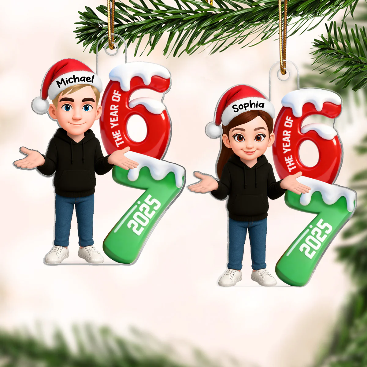 3D Effect 67 Six Seven 2025 Slang Christmas - Personalized Acrylic Ornament - Funny Christmas Gift For Teen, Grandkid, Gen Alpha - Image 6