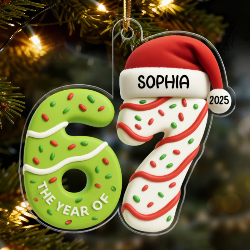 3D Effect 67 Six Seven 2025 Slang Signature Christmas Pattern - Personalized Acrylic Ornament - Funny Christmas Gift For Teen, Grandkid, Gen Alpha - Image 11