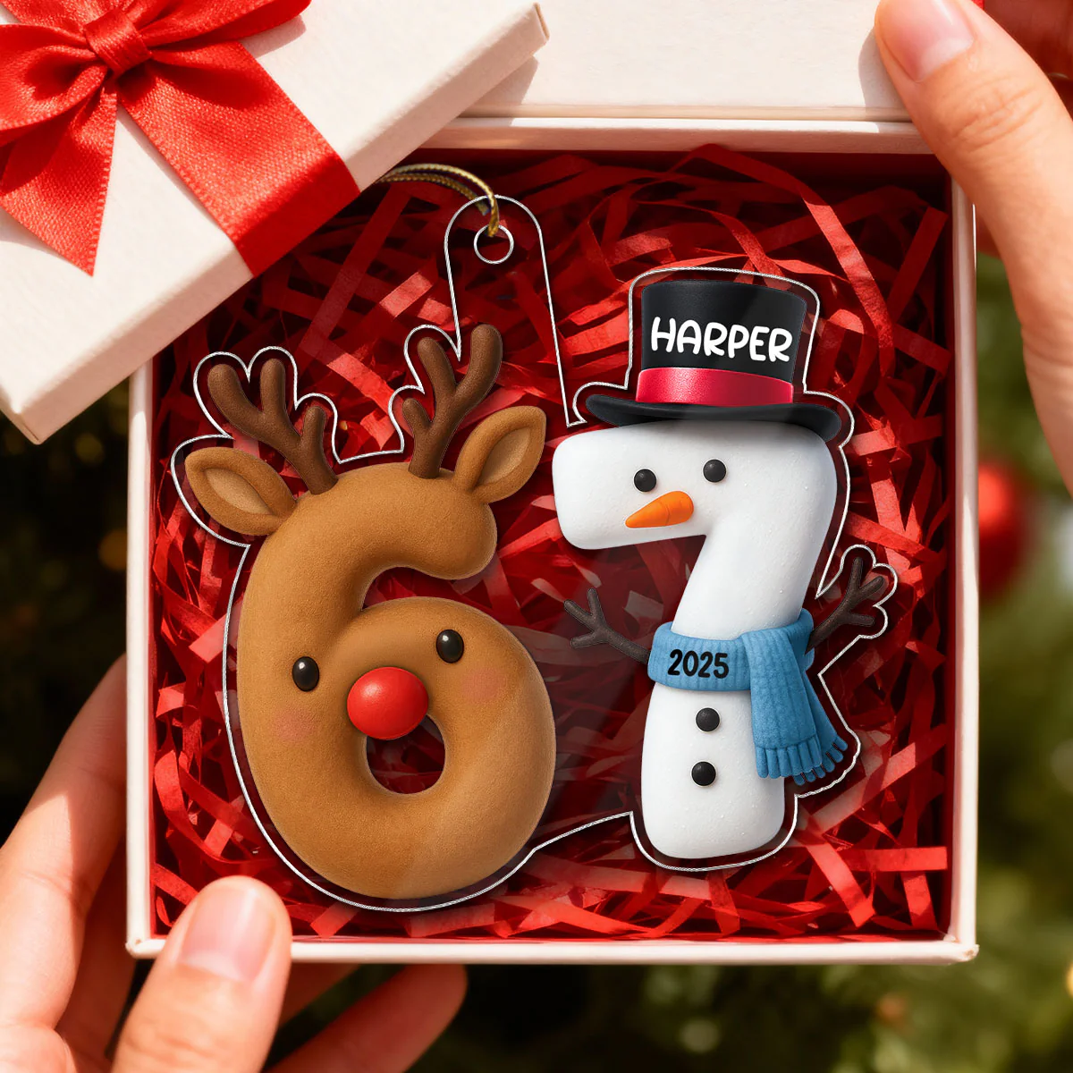 3D Effect 67 Six Seven 2025 Slang Signature Christmas Pattern - Personalized Acrylic Ornament - Funny Christmas Gift For Teen, Grandkid, Gen Alpha - Image 6