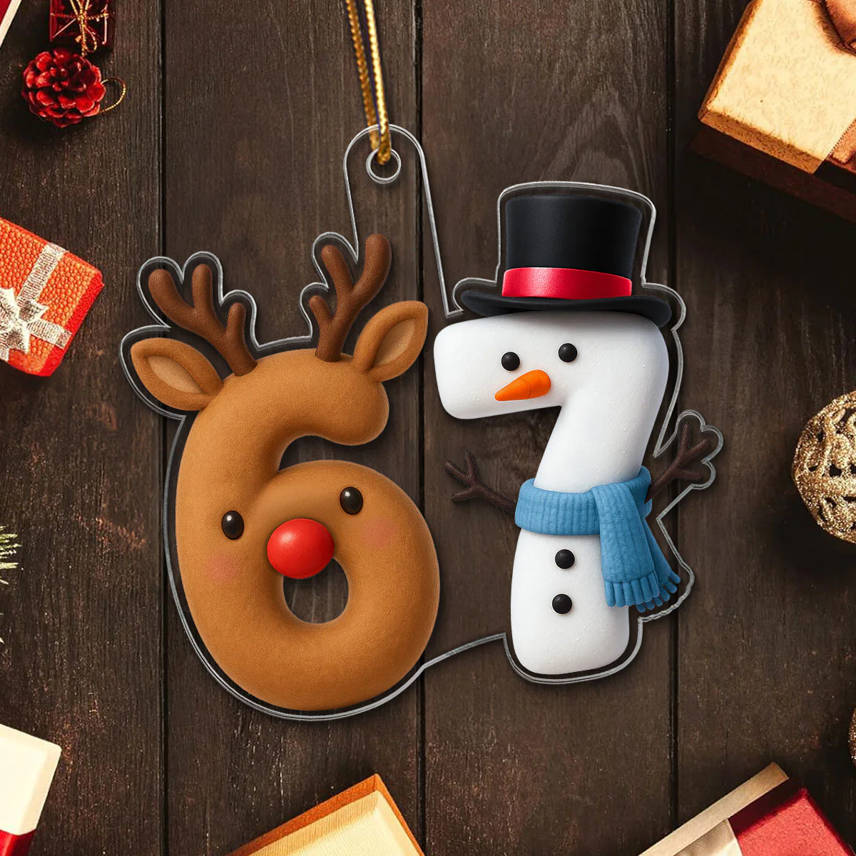 3D Effect 67 Six Seven 2025 Slang Signature Christmas Pattern - Personalized Acrylic Ornament - Funny Christmas Gift For Teen, Grandkid, Gen Alpha - Image 8