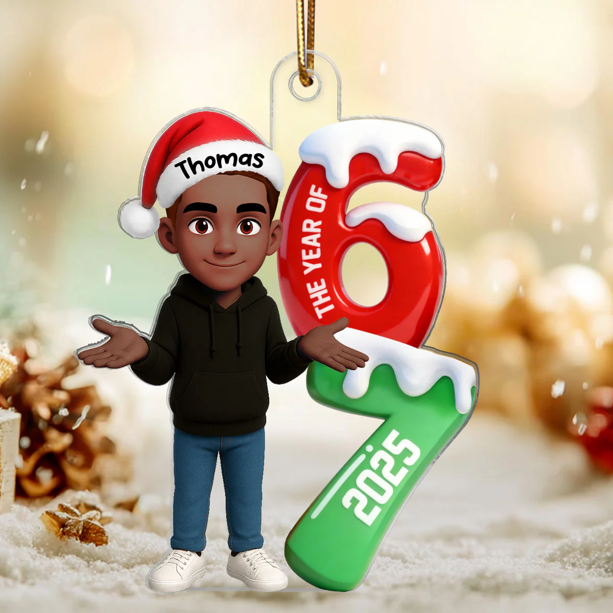 3D Effect 67 Six Seven 2025 Slang Christmas - Personalized Acrylic Ornament - Funny Christmas Gift For Teen, Grandkid, Gen Alpha - Image 3