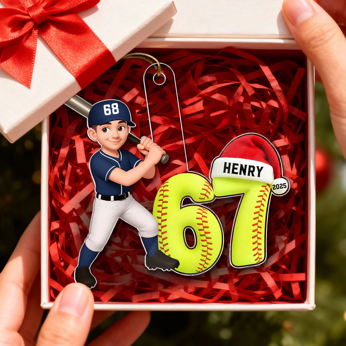 3D Effect 67 Six Seven Custom Sport 2025 Slang Christmas - Personalized Acrylic Ornament - Funny Christmas Gift For Teen, Grandkid, Gen Alpha - Image 3