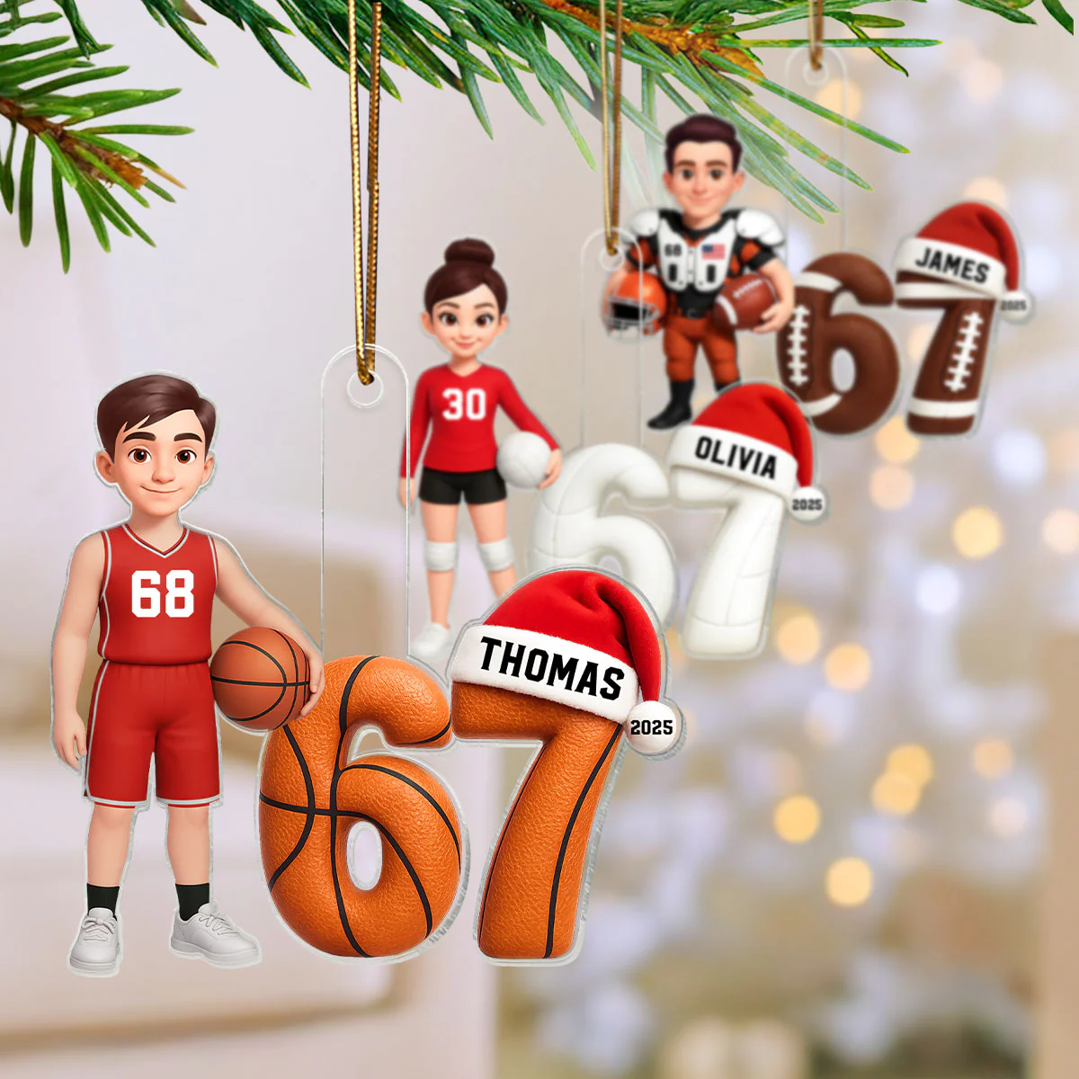 3D Effect 67 Six Seven Custom Sport 2025 Slang Christmas - Personalized Acrylic Ornament - Funny Christmas Gift For Teen, Grandkid, Gen Alpha - Image 6