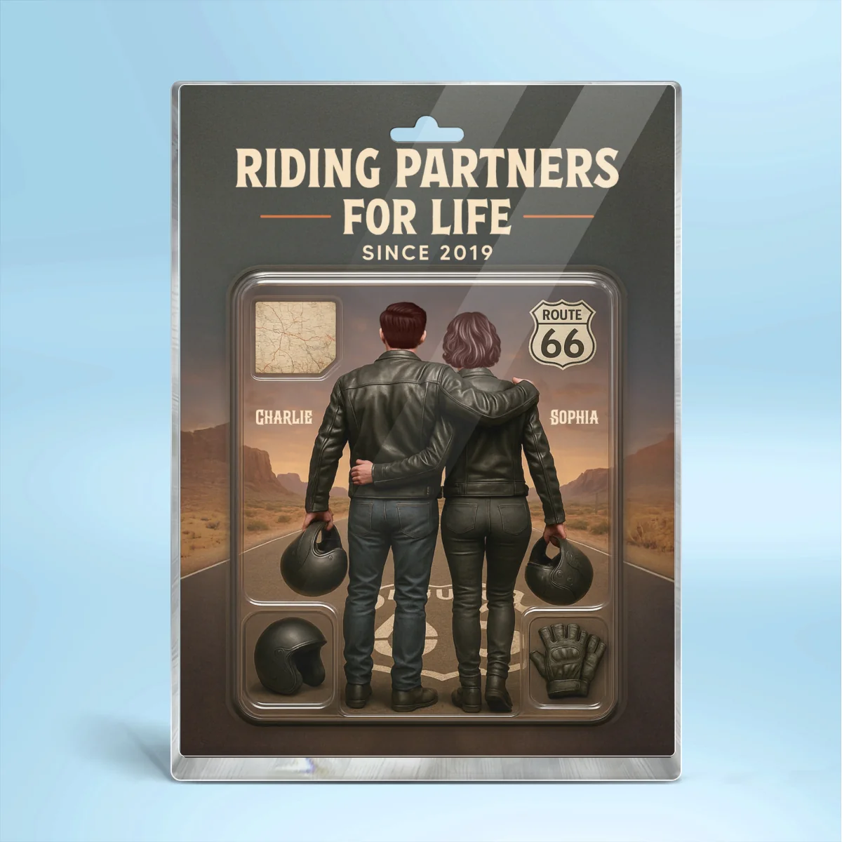 3D Effect Custom Figure Couple Bikers Riding Partners For Life Personalized Flat Acrylic Block, Birthday Gift, Wedding Gift, Anniversary Gift For Bikers - Image 10