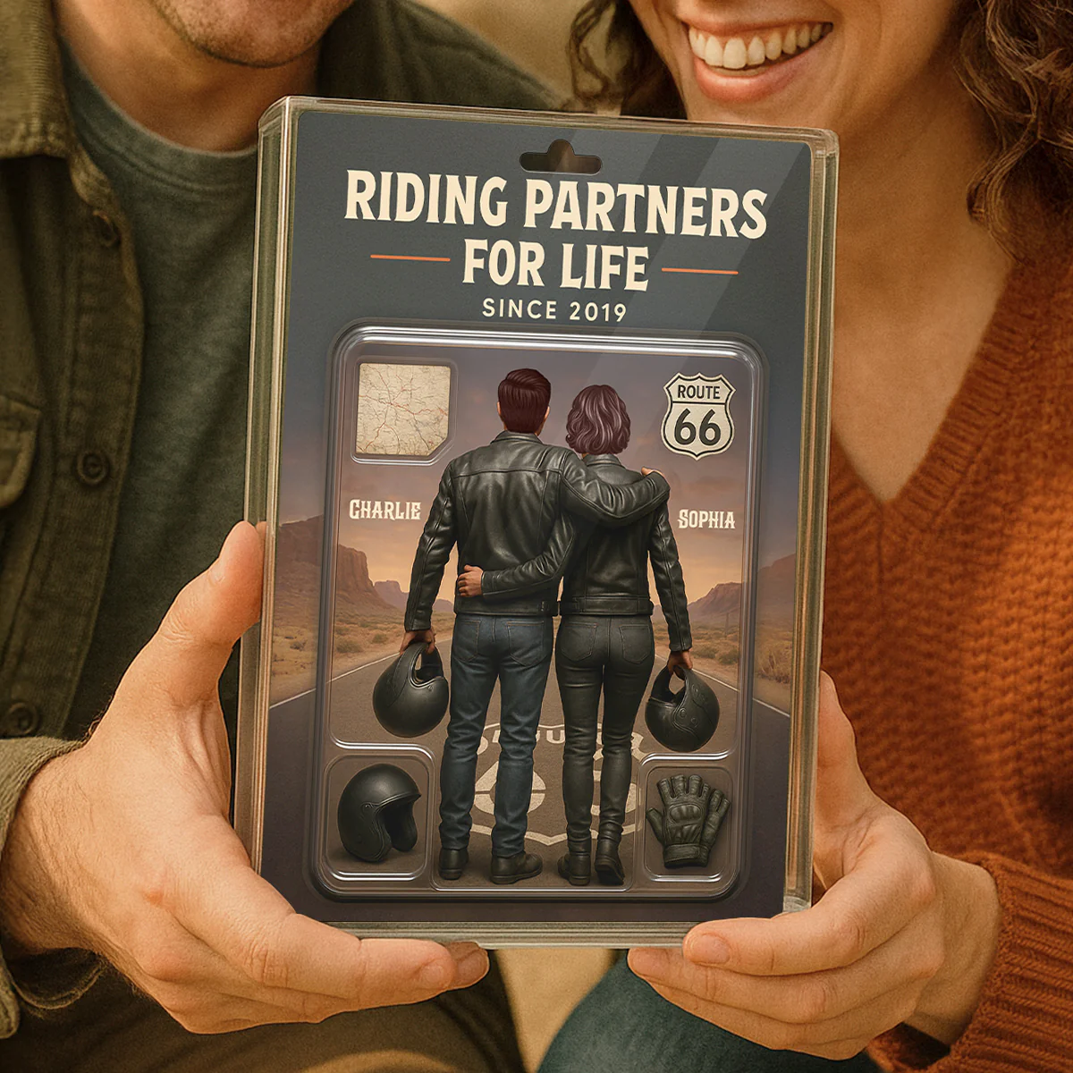 3D Effect Custom Figure Couple Bikers Riding Partners For Life Personalized Flat Acrylic Block, Birthday Gift, Wedding Gift, Anniversary Gift For Bikers - Image 8