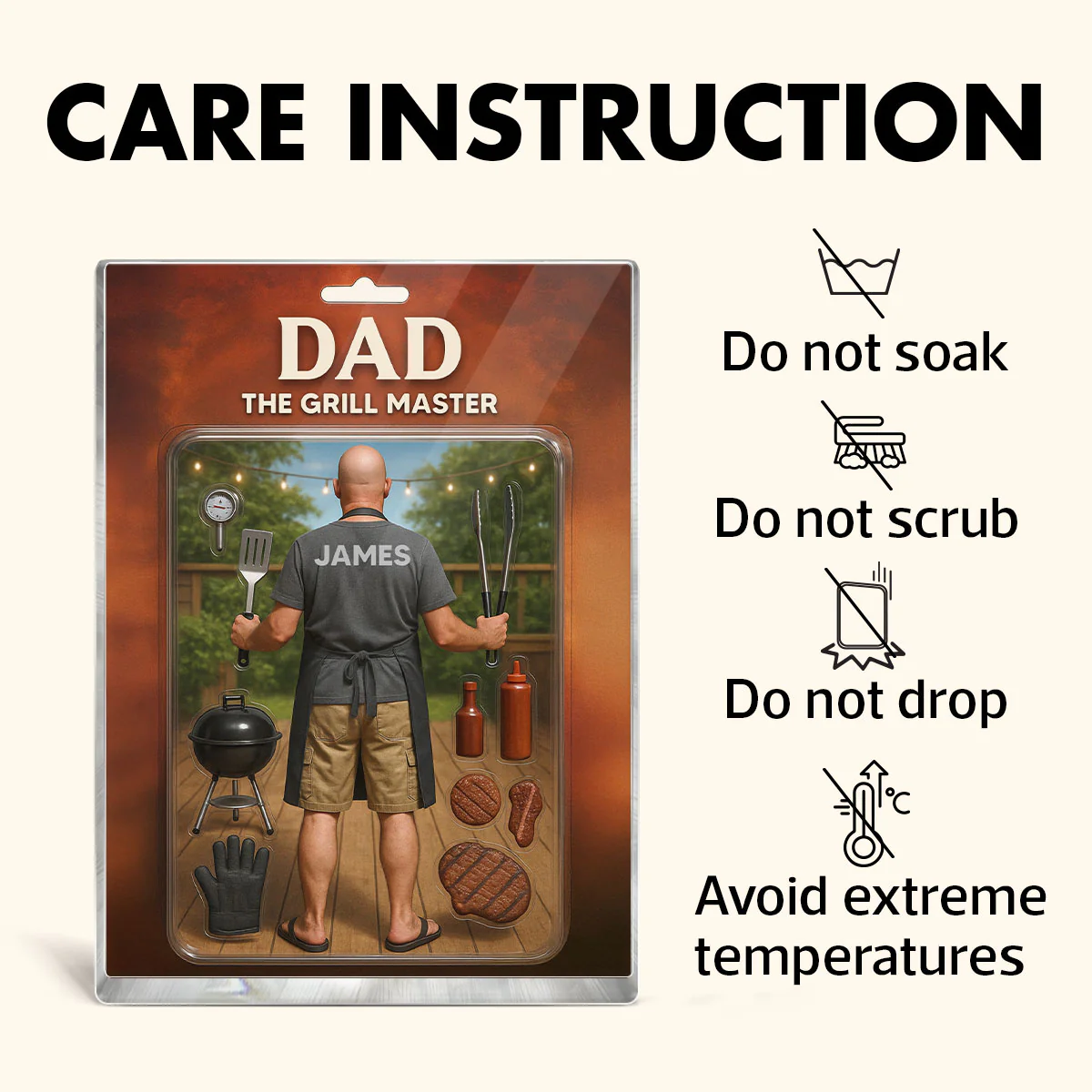 3D Effect Grilling Dad Custom Figure Personalized Flat Rectangle Acrylic Block, Gift For Dad - Image 8