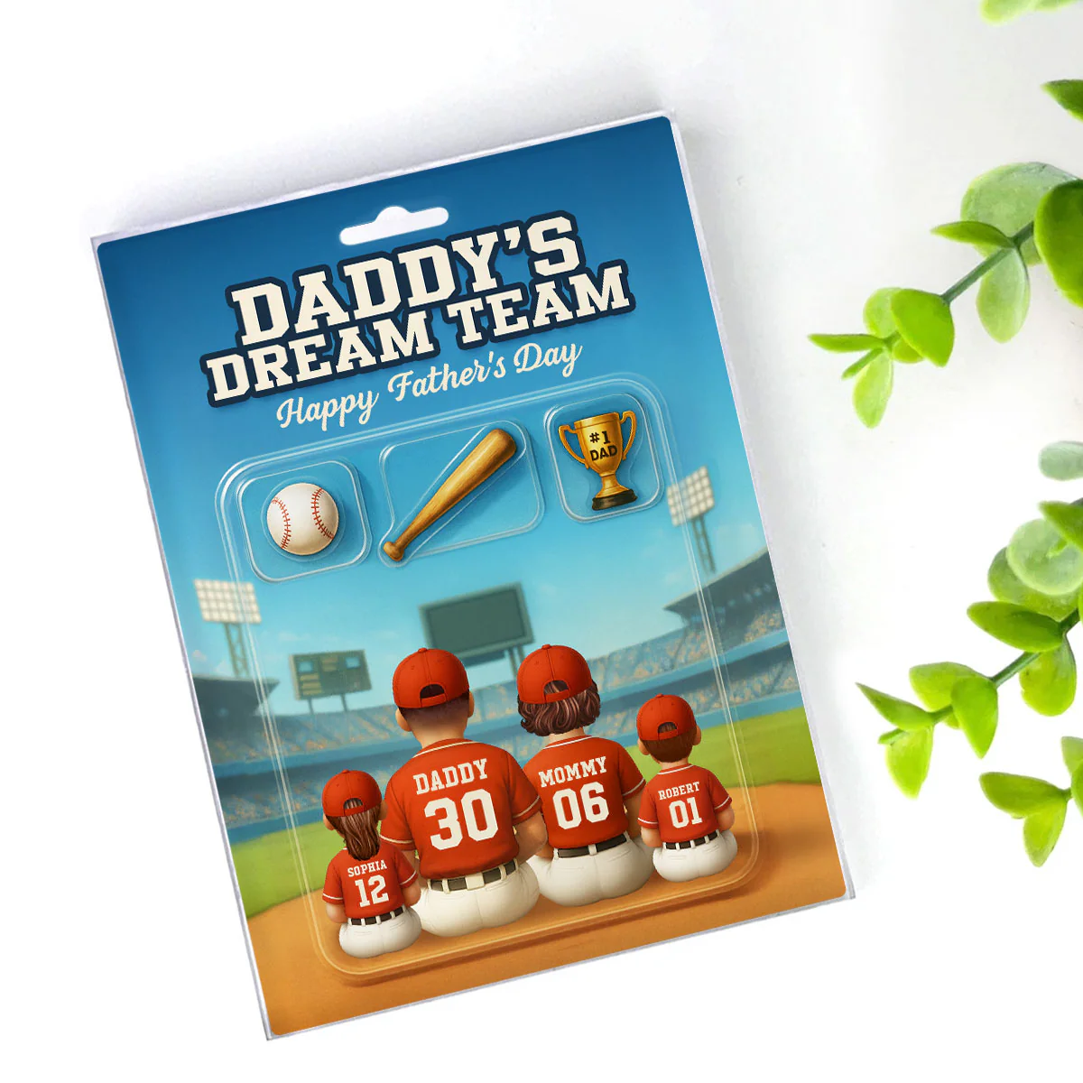 3D Effect Custom Figure Baseball Family Daddy's Dream Team Personalized Flat Acrylic Block Plaque, Unique Gift For Dad, Husband - Image 4