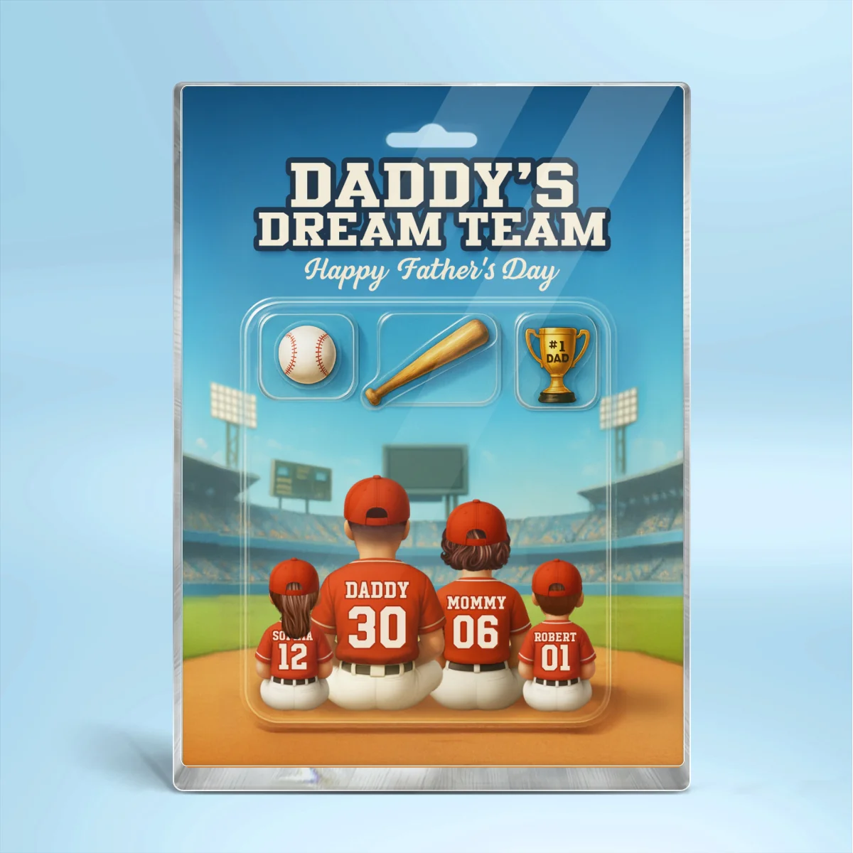 3D Effect Custom Figure Baseball Family Daddy's Dream Team Personalized Flat Acrylic Block Plaque, Unique Gift For Dad, Husband - Image 9