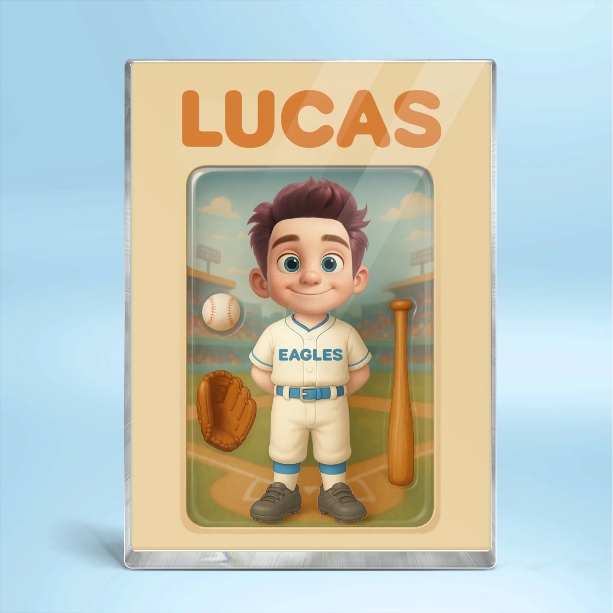 3D Effect Baseball Kid Custom Figure Personalized Flat Rectangle Acrylic Block, Gift For Kid - Image 8