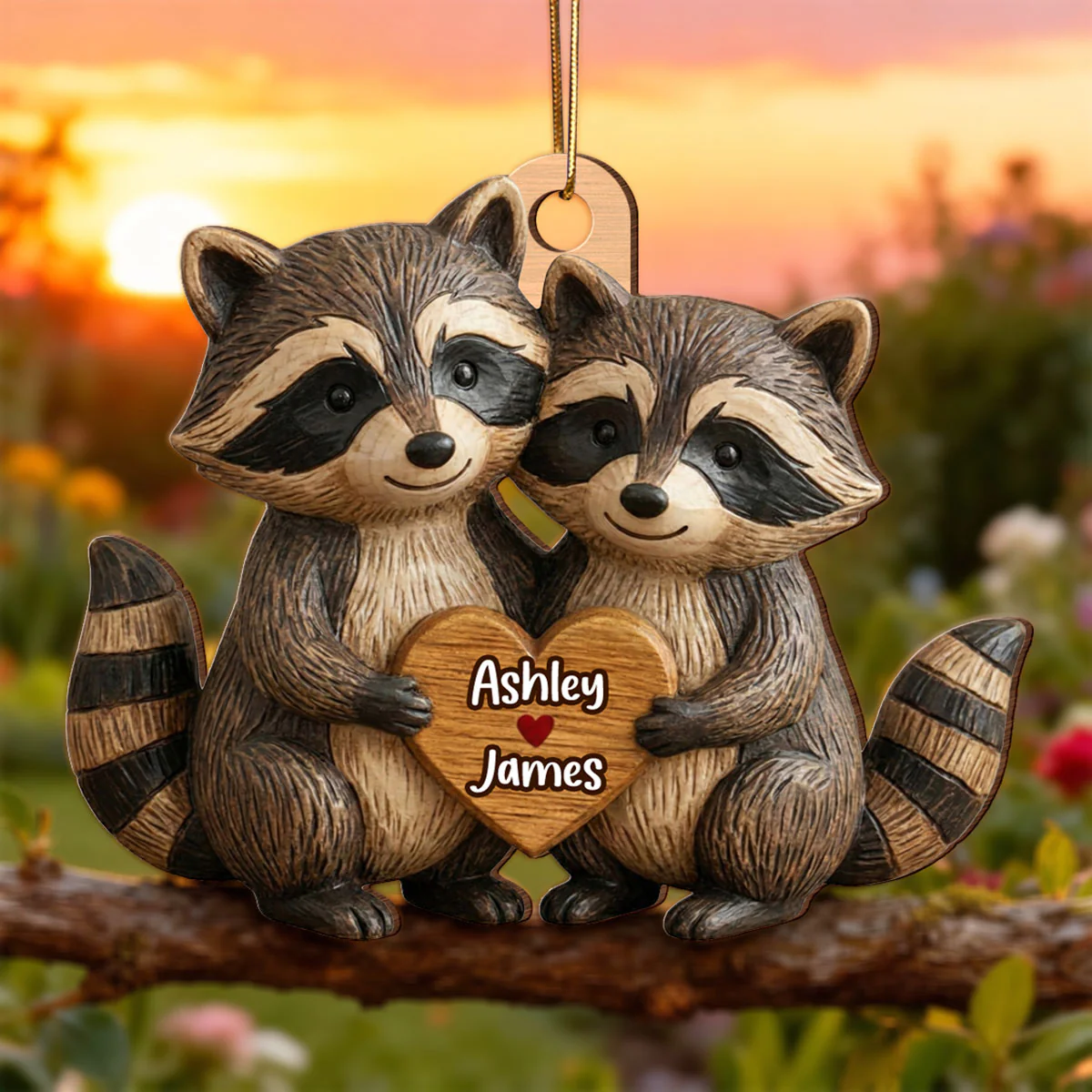 3D Effect Animal Couple Heart - Personalized Wooden Ornament - Gift For Him, Gift For Her - Image 8