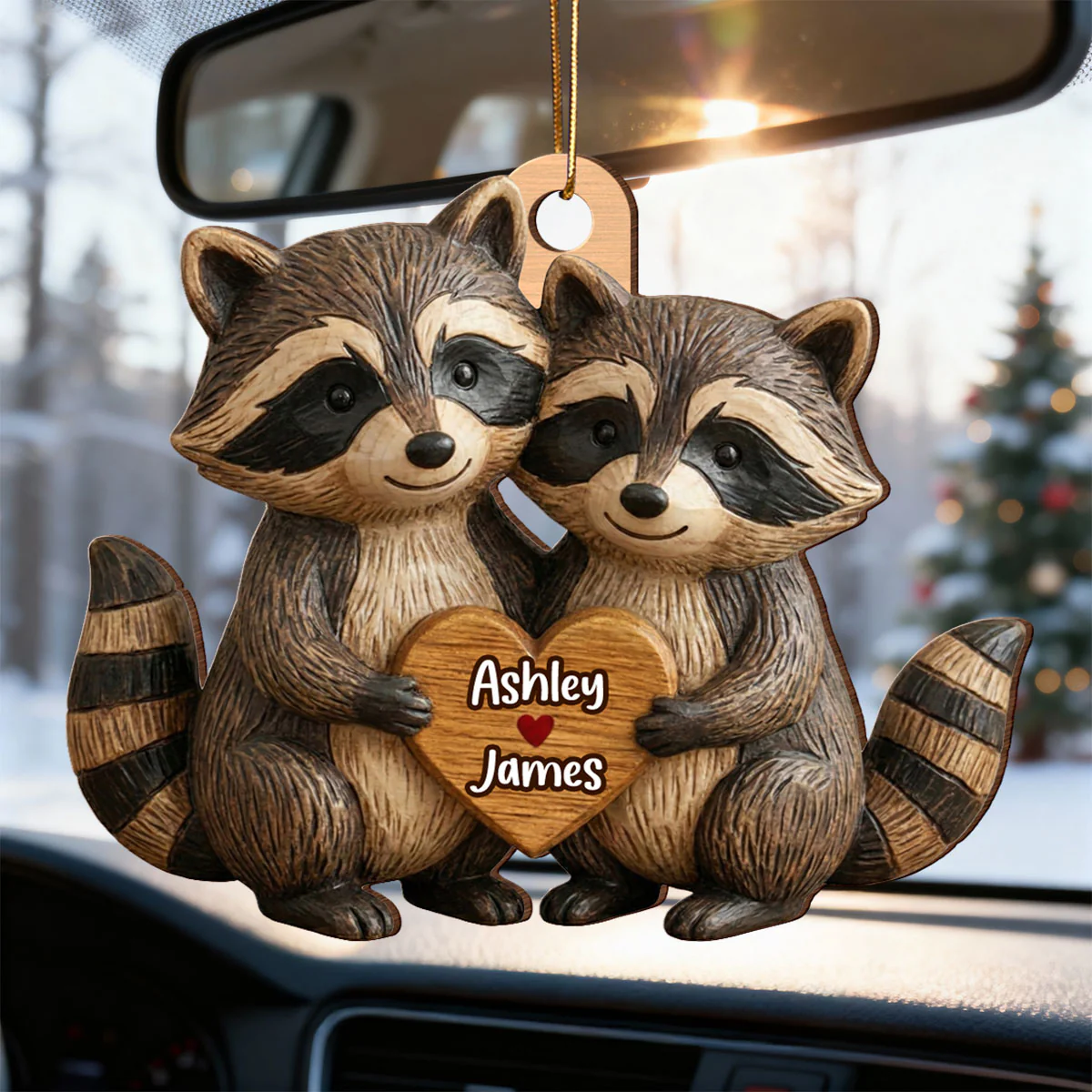 3D Effect Animal Couple Heart - Personalized Wooden Ornament - Gift For Him, Gift For Her - Image 9
